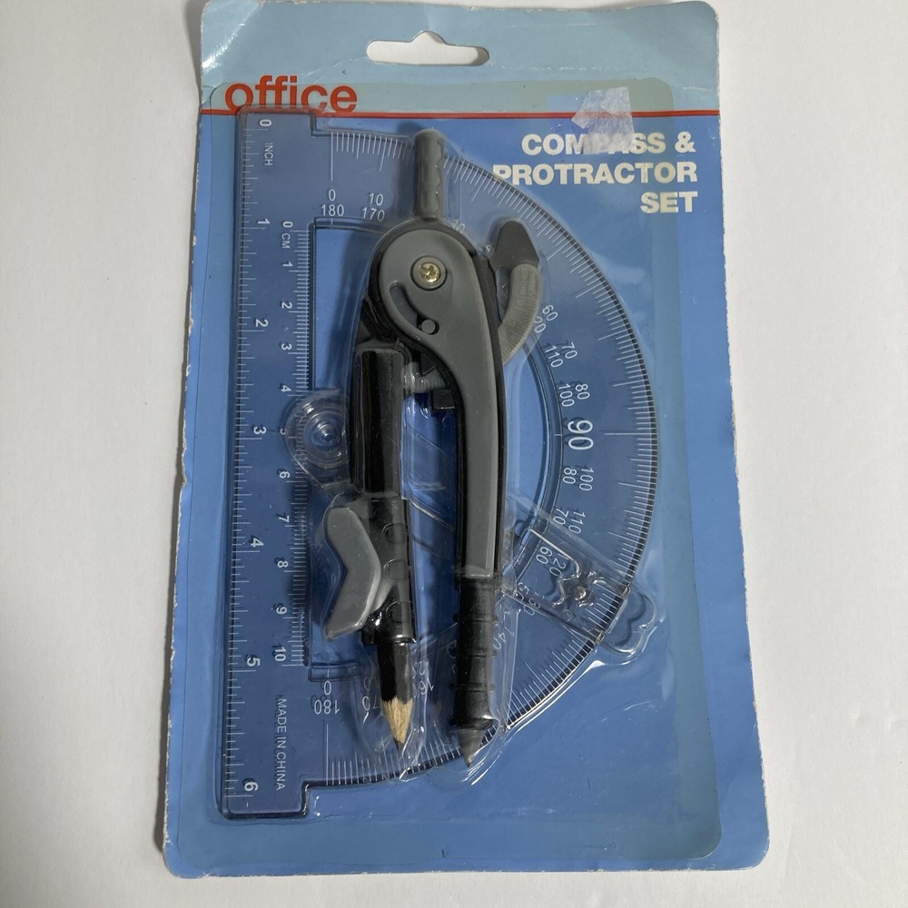 Compass and Protractor Set -2 Pieces for Math Geometry Art Drawing Drafting